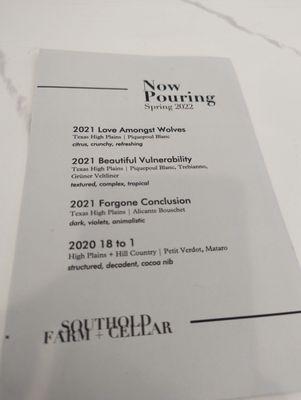 Tasting menu