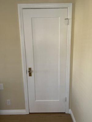 Hung door painted