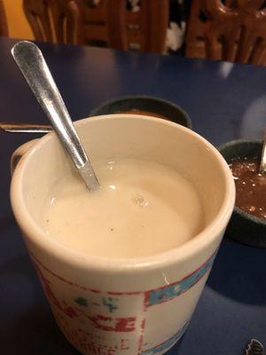 Atole (think warm horchata thickened with masa flour) is wonderful. Especially on a cold rainy morning.