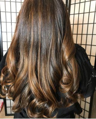 Free hand painted balayage