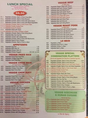 Vegetarian menu