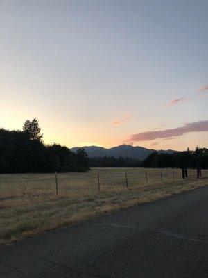 Sunset view across the road