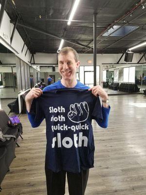 Dan with his Tango shirt, excited for his lesson.