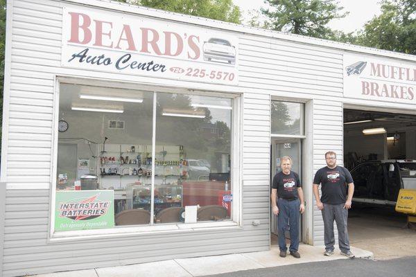 Bob and Steve Beard outside of Beard's Auto Center