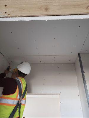 some drywall work that was completed for a customer remodeling their basement