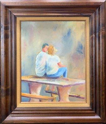 Couple. Oil on canvas. 26 x 30 including frame. $190