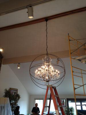 Chandelier install.