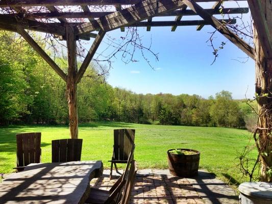 Nice spot to have breakfast, right? Spectacular house on 78 acres of rolling hills, pond and rock outcroppings. Esopus, NY.