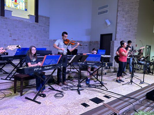 Escalate, a youth worship band playing at Chappell Hill Baptist for the BAMTA annual ensemble concert.