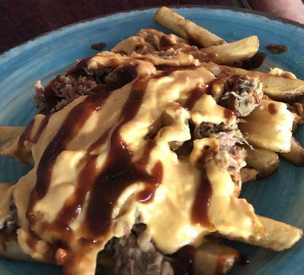 Fries with beer cheese and pulled pork