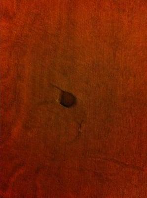 hole in the bathroom door. like someone put their fist through it!