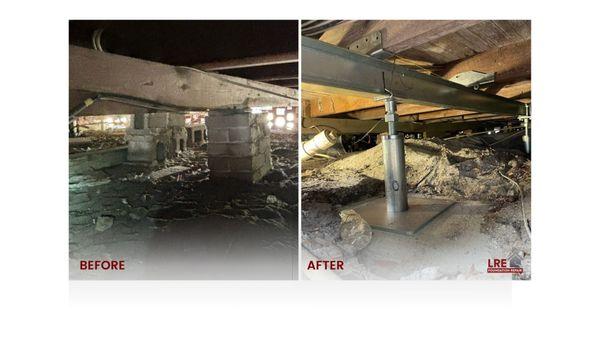 Crawl space stabilization with SmartJack system.