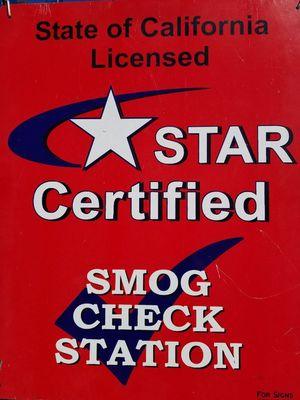 Star certified smog station. We can smog any vehicle including Star directed smog.