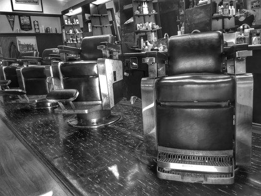 Old school, comfy barber chairs