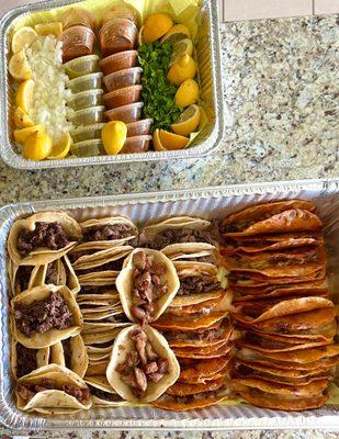 Far left are Queso birria - fajita and 2 on the top middle are tripa.