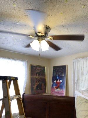 Ceiling fan in a bedroom