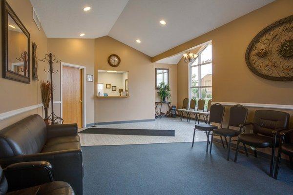 reception area at Dental Partners Owensboro office