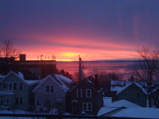 Sunrise over Lake Superior - photo taken from our building.