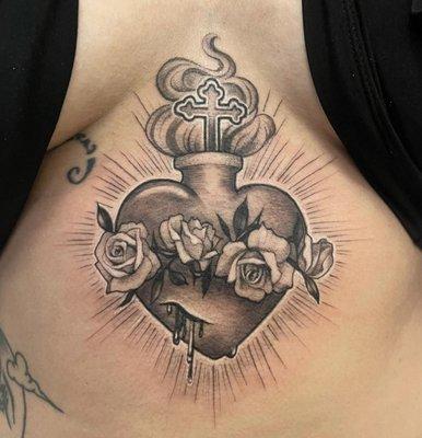 Sacred Heart tattoo by Elvia Guadian