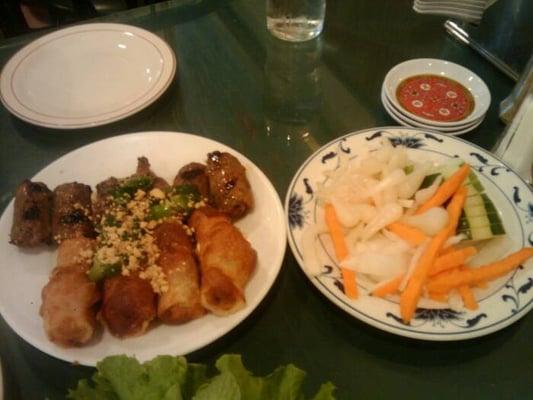 beef and spring rolls