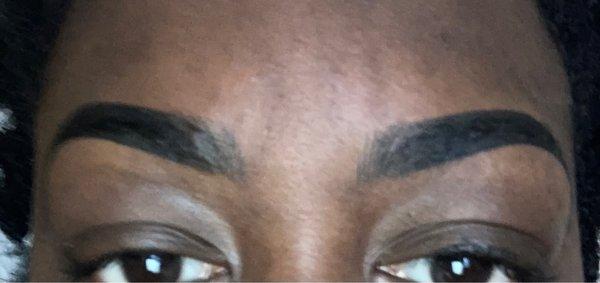 I wouldn't even draw my eyes brows in the shape of location of my face with a pencil. I'd whip it off and start over.