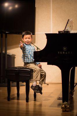 First piano recital at Green Music hall when he's 5 years old