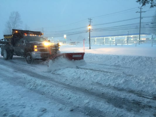 Keeping the parking lot clean during the snow storm