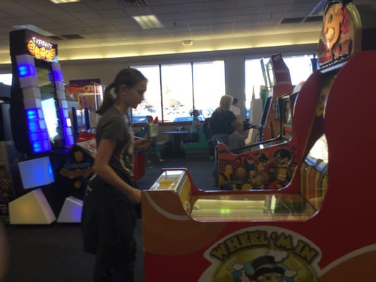 Sam playing at Chuck E Cheese