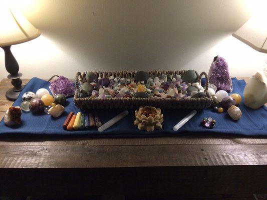 Crystals and stones that can be used during the service.