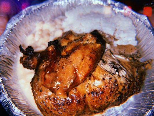 1/4 chicken with white rice and beans