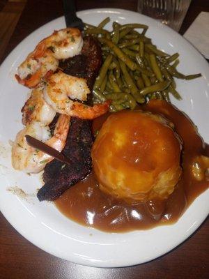 Blackened steak and shrimp