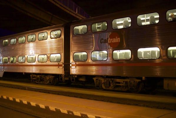 Cal Train at Night.