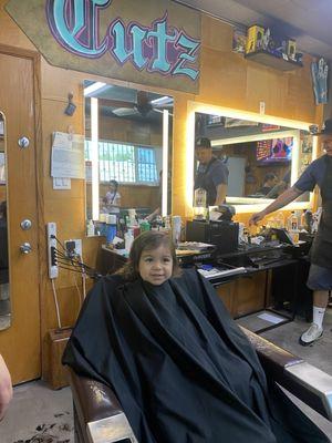 Little sister getting a trim