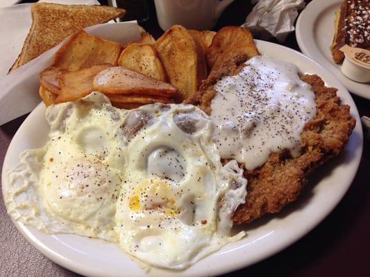 Brown county Stinger. - country fried steak and eggs