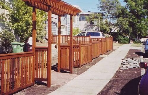 New fence installation as part of landscaping work in San Rafael.