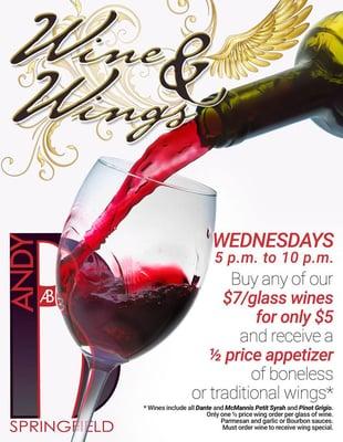 Wine and Wings special every Wednesday from 5 pm - 10 pm