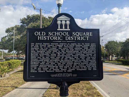 Old School Square Historic District marker, Delray Beach