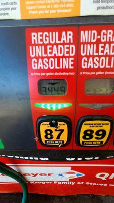 3.44 using 0.90 off expiring soon [was 4.34] Fred Meyer fuel