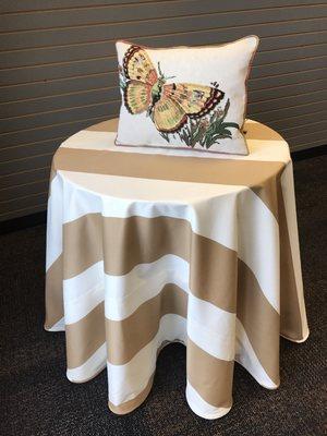 Round table skirt with 18" pillow