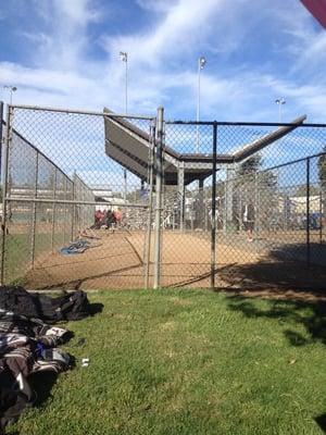 Stands and pitching warm up area