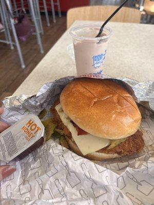 Hot Honey Chicken Sandwich (Classic) Classic Chocolate Frosty