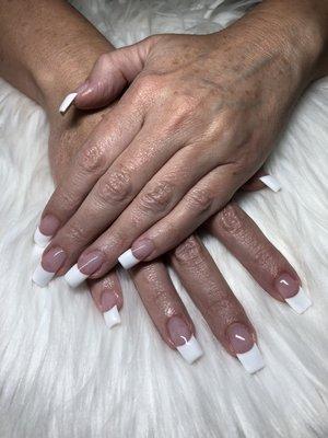 Beautiful CND Brisa gel French natural nail overlay