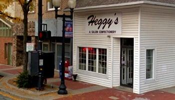 Heggy's in Salem, OH for fine chocolates, fresh roasted nuts, homemade ice cream, hand-cut buttered fries, homemade soups, salads, and more!