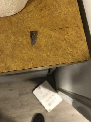 Piece of countertop broken