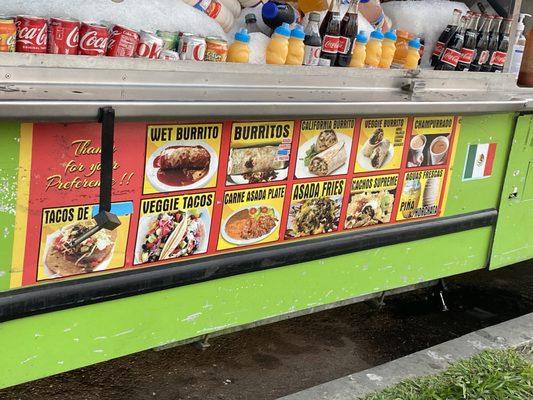 Menu 6/2024  Tacos $2.50 Burritos $10 Asada nacho $10. Tripita Taco $3.00