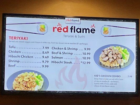 Teriyaki bowl menu