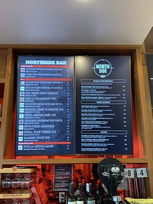 Beer & food menu