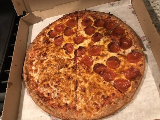 Half cheese half pepperoni