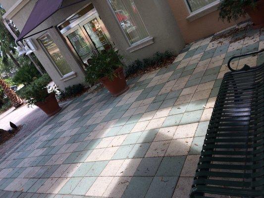 Pediatric associates patio, bench and front door