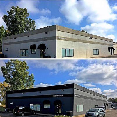 Extreme Makeover: Grand Rapids Baptist Church This was a fun project to work on! Going from a tan exterior to  a bold black and gray combo.